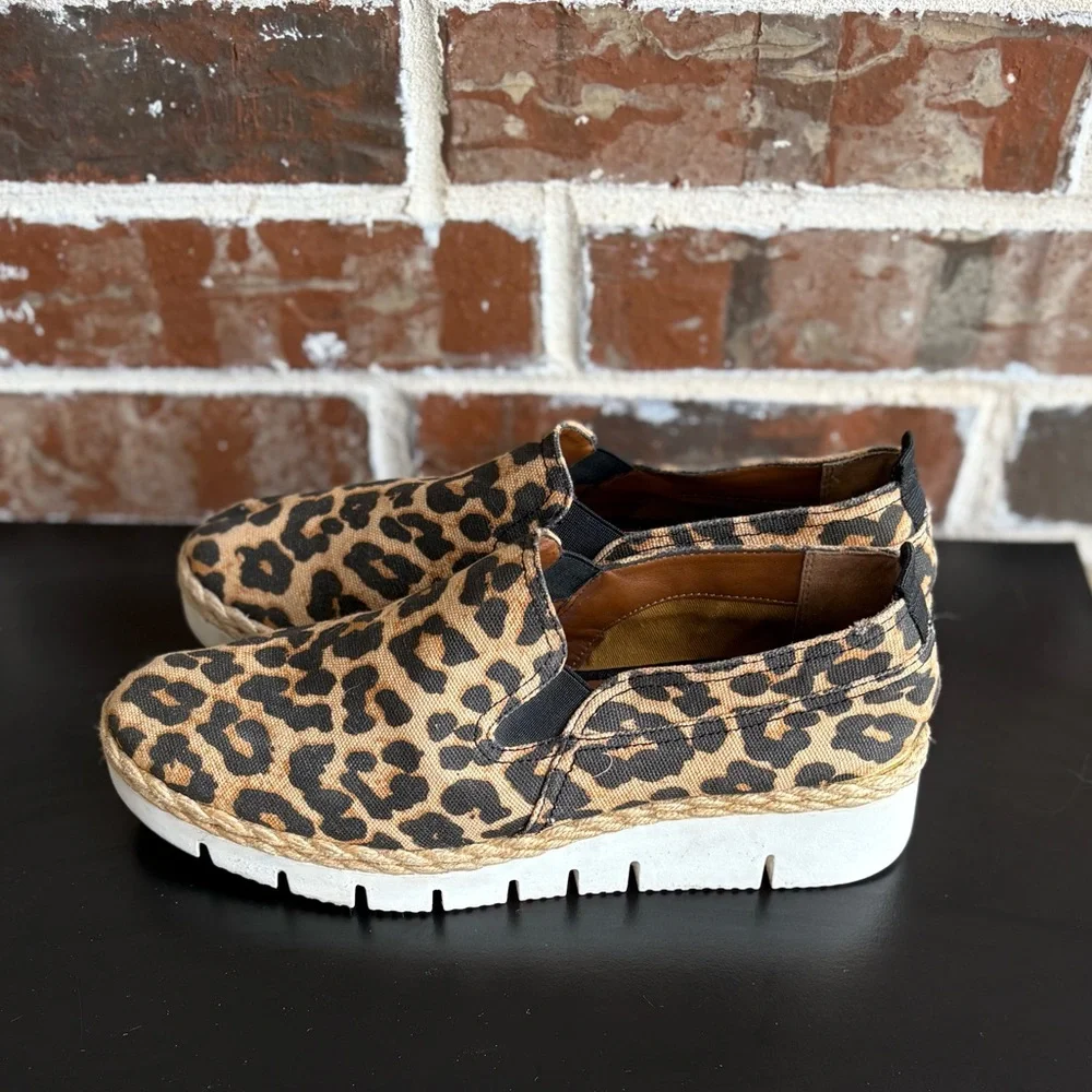 Franco Sarto Serla Leopard Platform Wedge Espadrilles Size 8